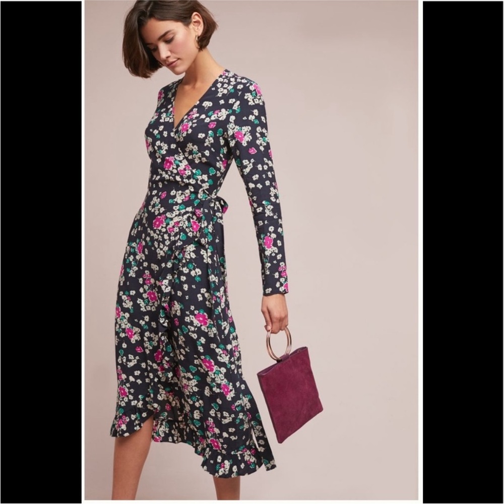 Anthropologie Selected Femme floral willow wrap dress sz 36